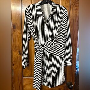 Alice + Olivia black and white striped dress